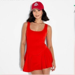 wild fable Red Scooped Neck Mini Dress